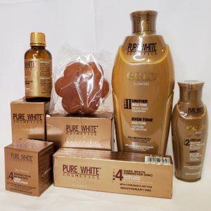 PURE WHITE GOLD GLOWING 2 UNIFIER MAXI-TONE LIGHTENING LOTION + SOAP +SERUM + OI